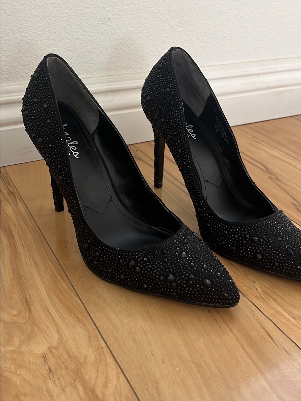 Charles David Crystal Embellished Pointed Toe High Heels